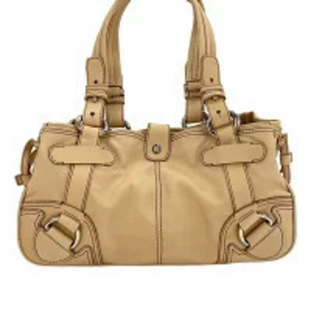 Celine Beige Cream calfskin leather cargo strap handbag Gold